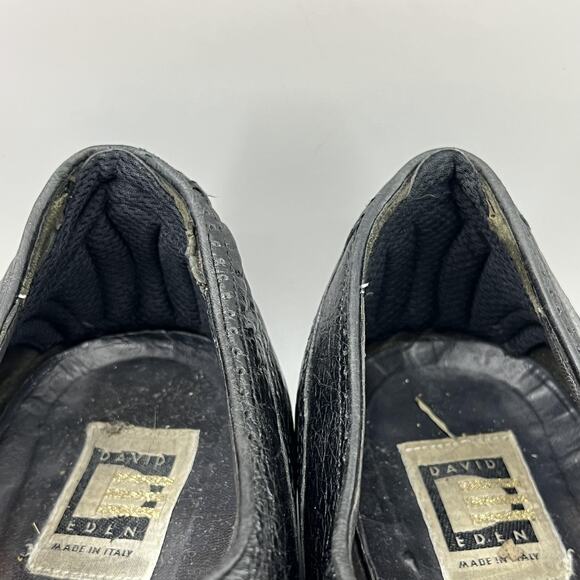 David Eden Ostrich Oxford Men Size 14 Black Cap Toe Brogue Shoes Made In Italy - Picture 10 of 10